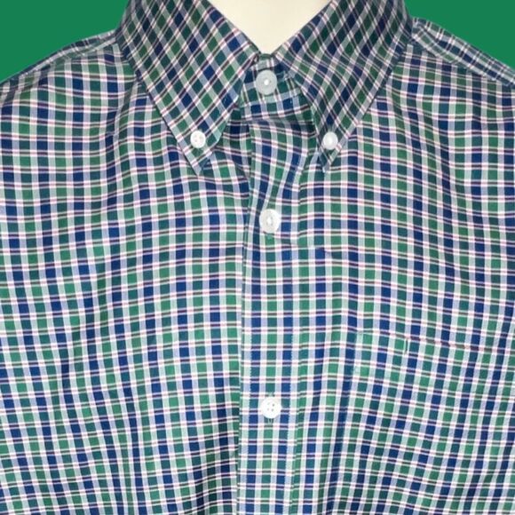 NWOT Duluth Trading Co Blue/Green Check Button Up Shirt Medium #29 - Picture 1 of 4